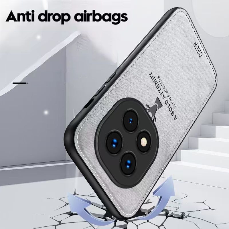 Luxury Cloth Leather Deer Head Pattern Phone Case for Xiaomi Redmi Note 14 Pro Plus 5G Shockproof Soft Back Shell Cover for Xiaomi Redmi Note 14 Pro+ 5G