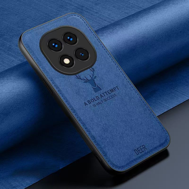 Luxury Cloth Leather Deer Head Pattern Phone Case for Xiaomi Redmi Note 14 Pro Plus 5G Shockproof Soft Back Shell Cover for Xiaomi Redmi Note 14 Pro+ 5G