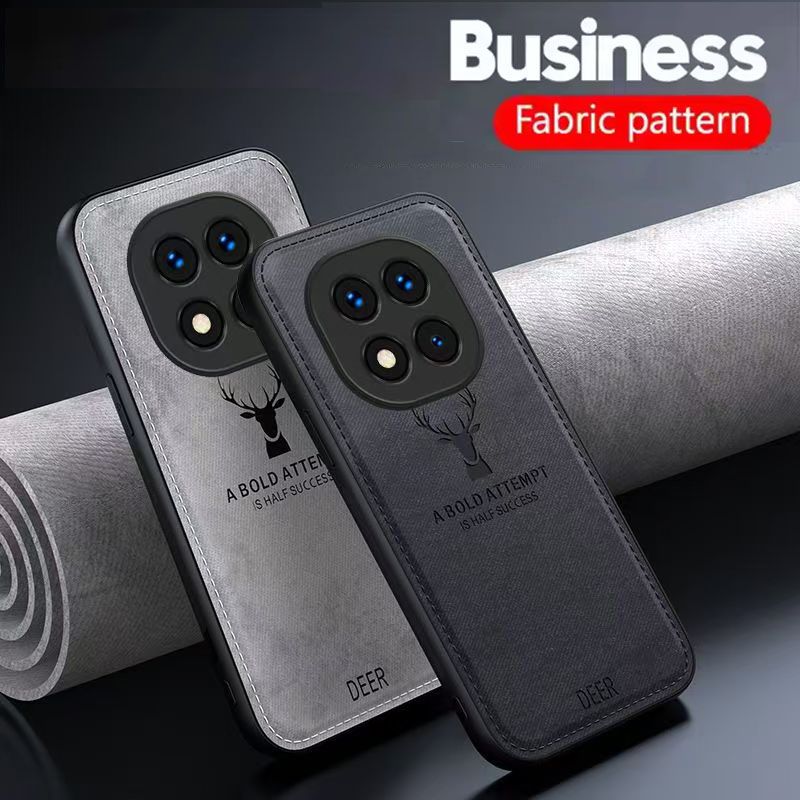 Luxury Cloth Leather Deer Head Pattern Phone Case for Xiaomi Redmi Note 14 Pro Plus 5G Shockproof Soft Back Shell Cover for Xiaomi Redmi Note 14 Pro+ 5G