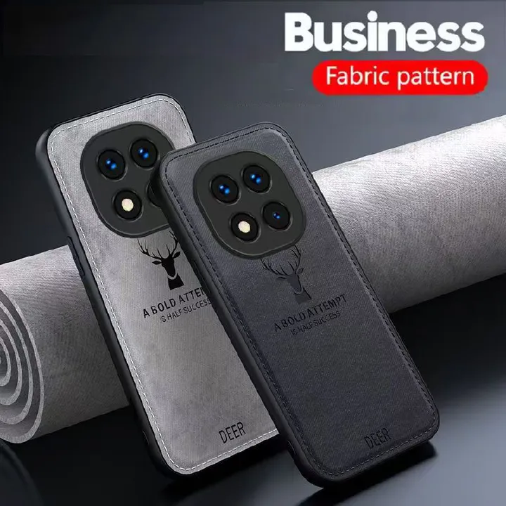 Luxury Cloth Leather Deer Head Pattern Phone Case for Xiaomi Redmi Note 14 Pro Plus 5G Shockproof Soft Back Shell Cover for Xiaomi Redmi Note 14 Pro+ 5G