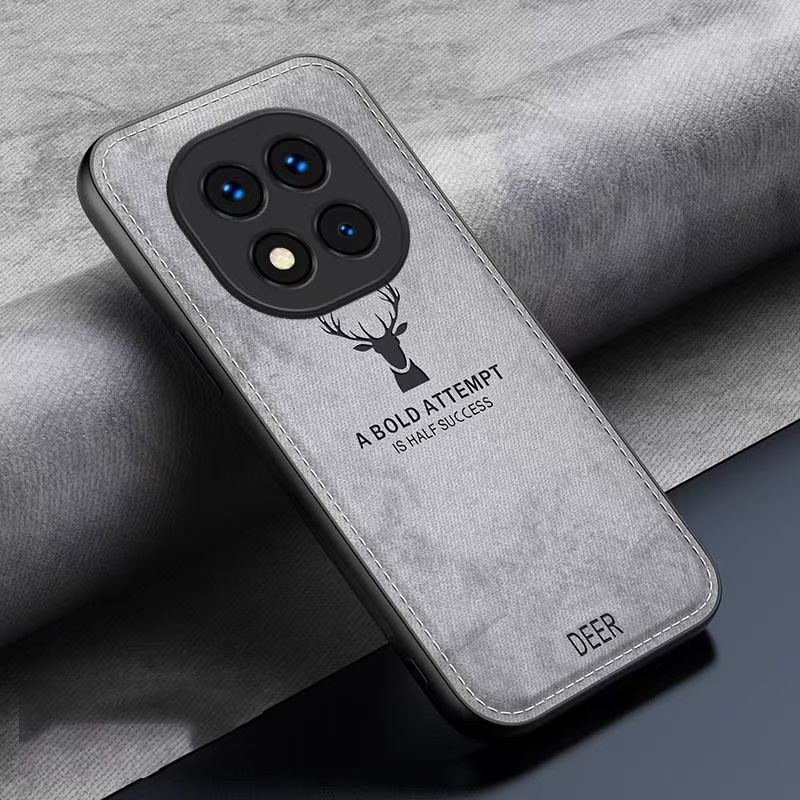 Luxury Cloth Leather Deer Head Pattern Phone Case for Xiaomi Redmi Note 14 Pro Plus 5G Shockproof Soft Back Shell Cover for Xiaomi Redmi Note 14 Pro+ 5G