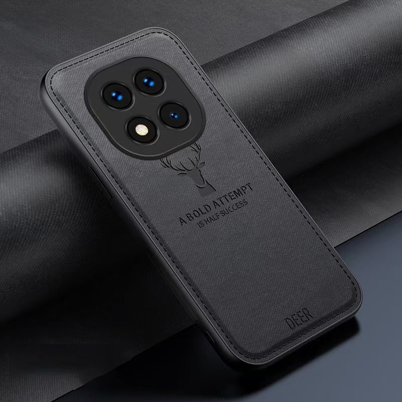 Luxury Cloth Leather Deer Head Pattern Phone Case for Xiaomi Redmi Note 14 Pro 5G Shockproof Soft Back Shell Cover for Xiaomi Redmi Note 14 Pro 5G