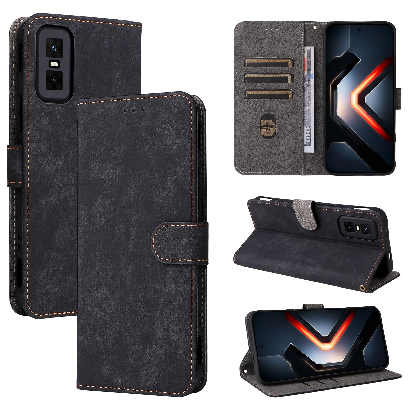 Flip Cover for Infinix GT 30 Pro PU Leather Phone Case Full-Body Protection Shockproof [RFID Blocking] Wallet Cover With Hand Strap