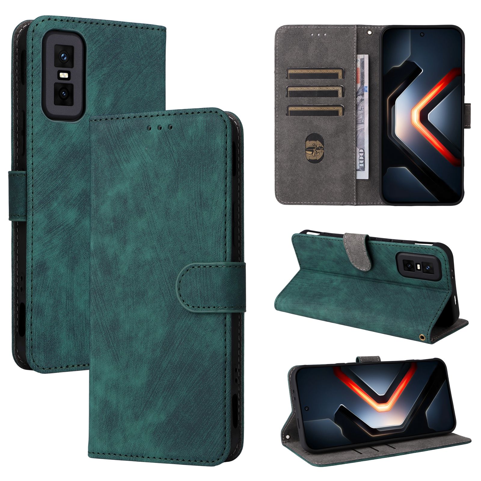 Flip Cover for Infinix GT 30 Pro PU Leather Phone Case Full-Body Protection Shockproof [RFID Blocking] Wallet Cover With Hand Strap