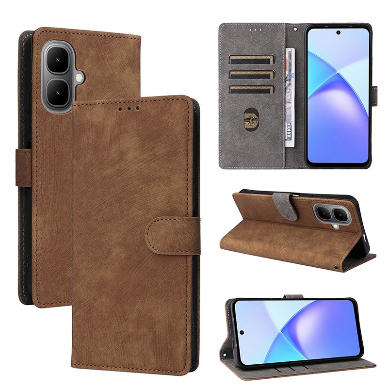 Flip Cover for Infinix Smart 10, 6.67" / Tecno Pop 10 4G PU Leather Phone Case Full-Body Protection Shockproof Wallet Cover With Hand Strap