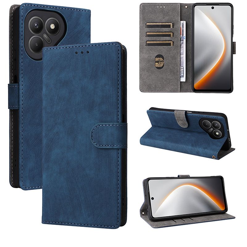 Flip Cover for Tecno Pova 7 4G PU Leather Phone Case Full-Body Protection Shockproof Wallet Cover With Hand Strap