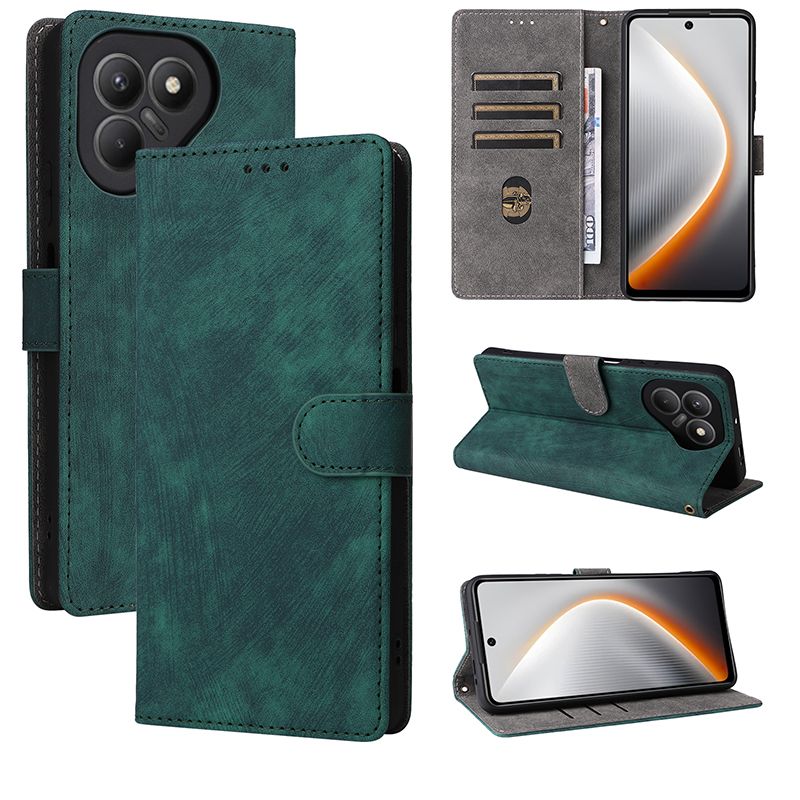 Flip Cover for Tecno Pova 7 4G PU Leather Phone Case Full-Body Protection Shockproof Wallet Cover With Hand Strap