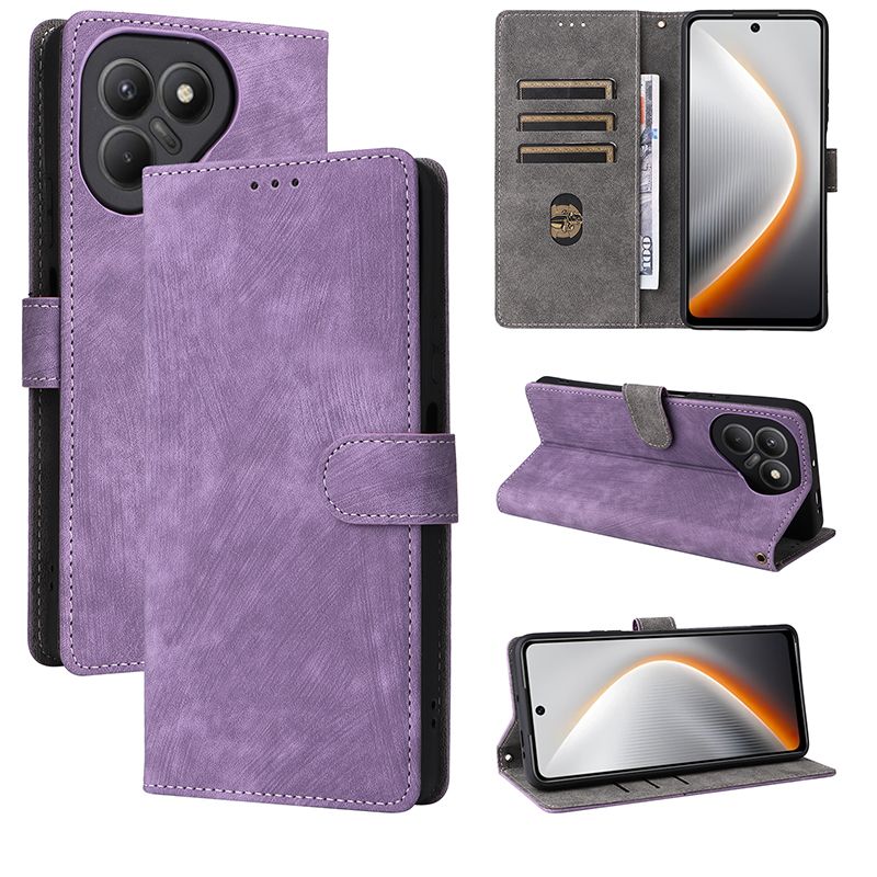 Flip Cover for Tecno Pova 7 4G PU Leather Phone Case Full-Body Protection Shockproof Wallet Cover With Hand Strap