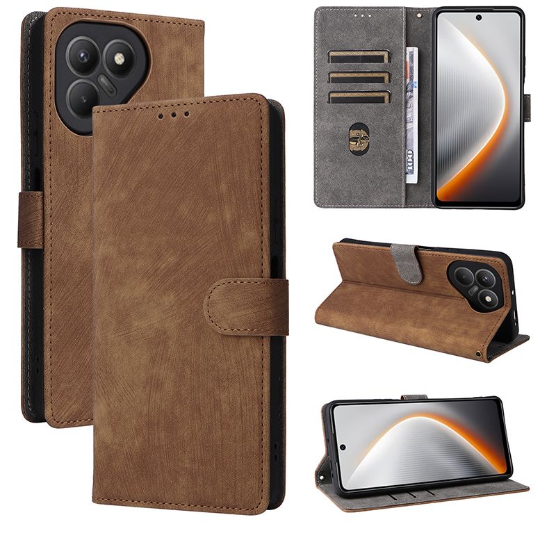 Flip Cover for Tecno Pova 7 4G PU Leather Phone Case Full-Body Protection Shockproof Wallet Cover With Hand Strap