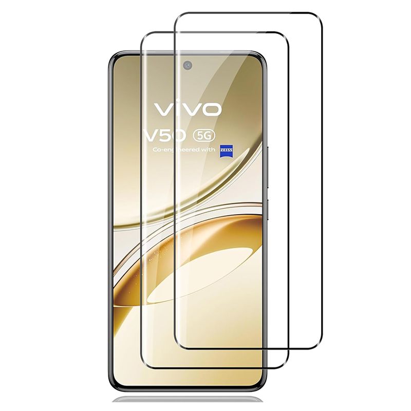 [2 Pack] 3D Curved Full Coverage Screen Protector for Vivo V50 9H Tempered Glass Film,HD Clear Scratch Resistant,Bubble-Free