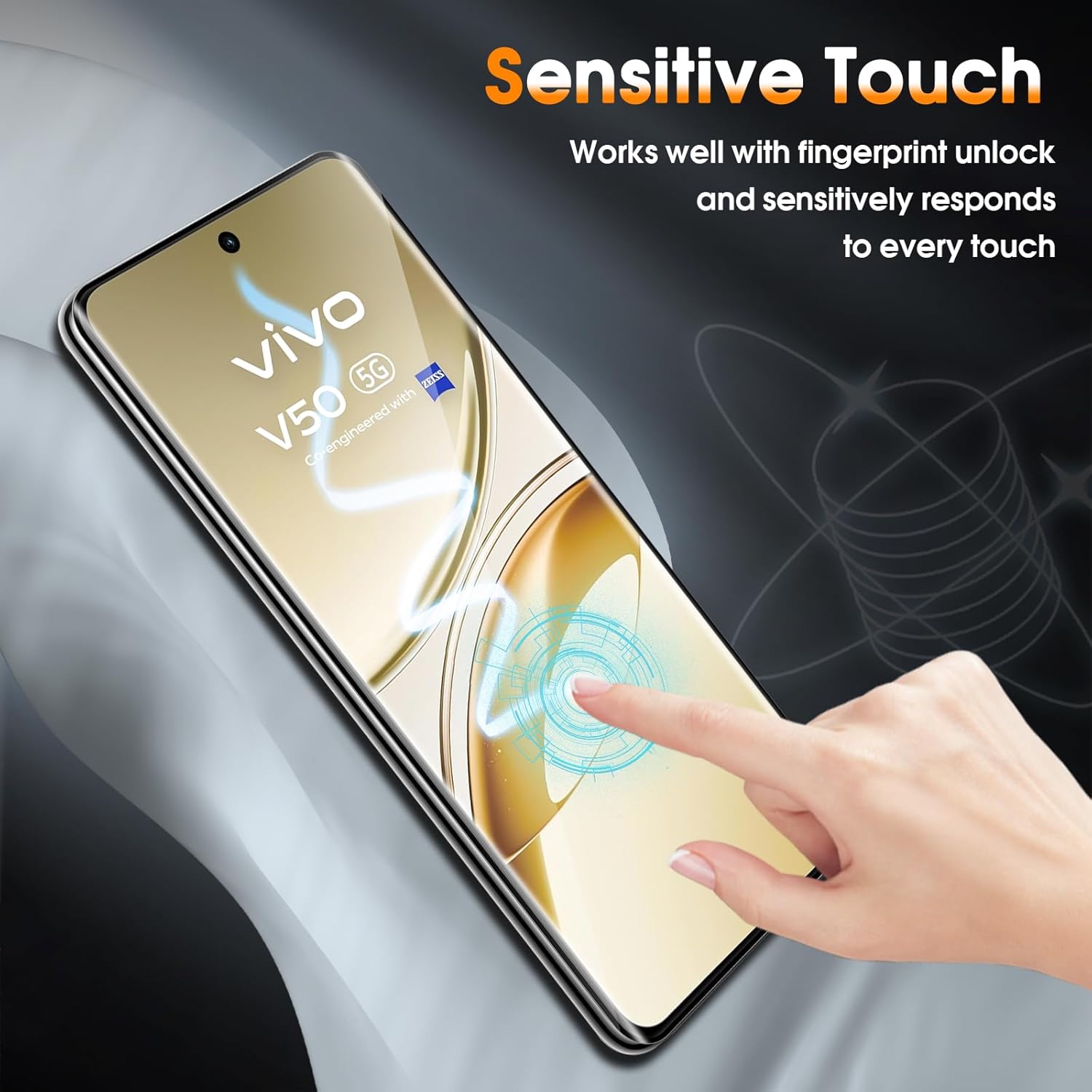 [2 Pack] 3D Curved Full Coverage Screen Protector for Vivo V50 9H Tempered Glass Film,HD Clear Scratch Resistant,Bubble-Free