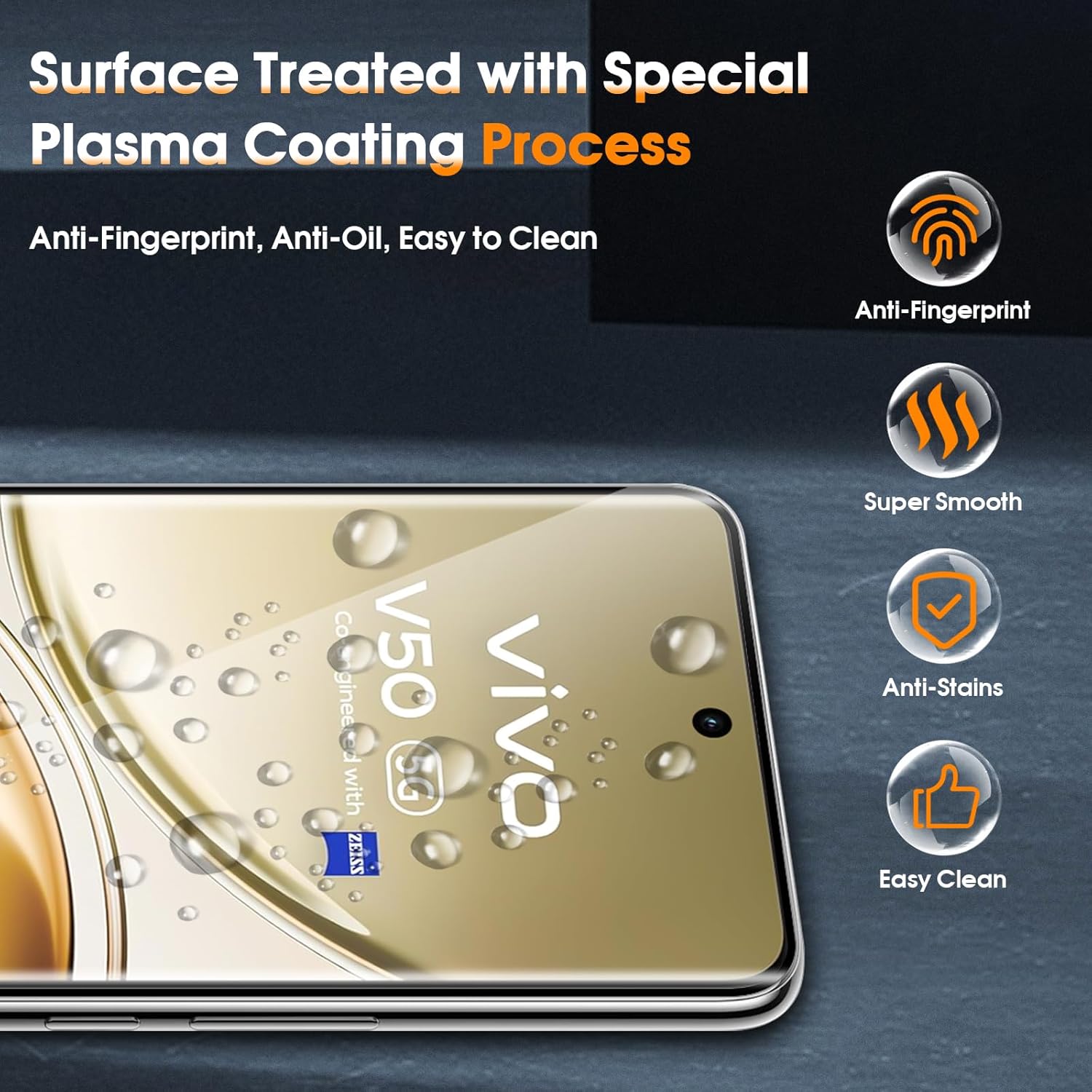 [2 Pack] 3D Curved Full Coverage Screen Protector for Vivo V50 9H Tempered Glass Film,HD Clear Scratch Resistant,Bubble-Free