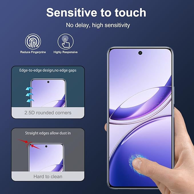 [2 Pack] 3D Curved Full Coverage Screen Protector for Vivo V50 9H Tempered Glass Film,HD Clear Scratch Resistant,Bubble-Free