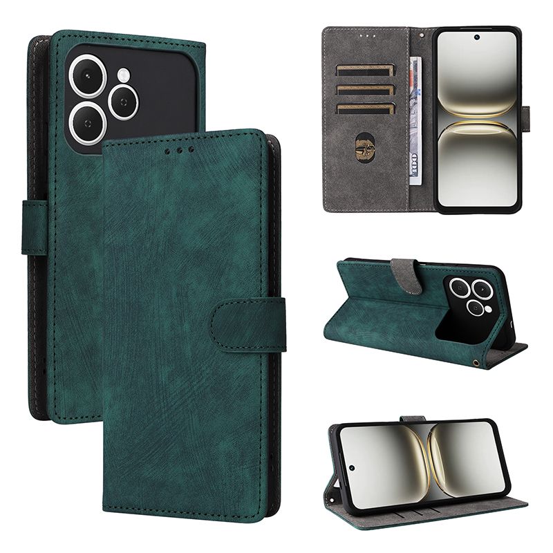 Flip Cover for Tecno Spark 40, 6.67'' PU Leather Phone Case Full-Body Protection Shockproof [RFID Blocking] Wallet Cover With Hand Strap