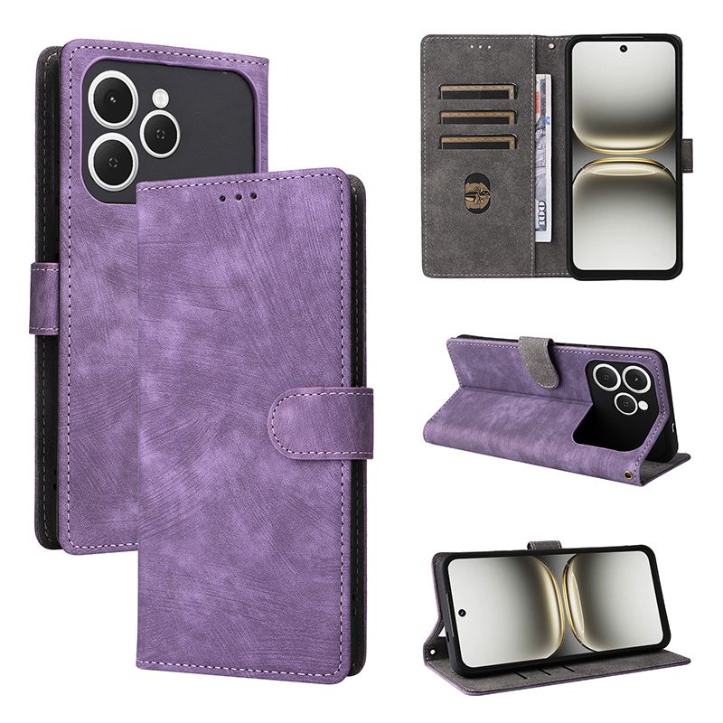 Flip Cover for Tecno Spark 40, 6.67'' PU Leather Phone Case Full-Body Protection Shockproof [RFID Blocking] Wallet Cover With Hand Strap