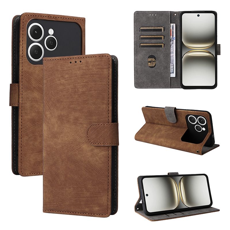 Flip Cover for Tecno Spark 40, 6.67'' PU Leather Phone Case Full-Body Protection Shockproof [RFID Blocking] Wallet Cover With Hand Strap