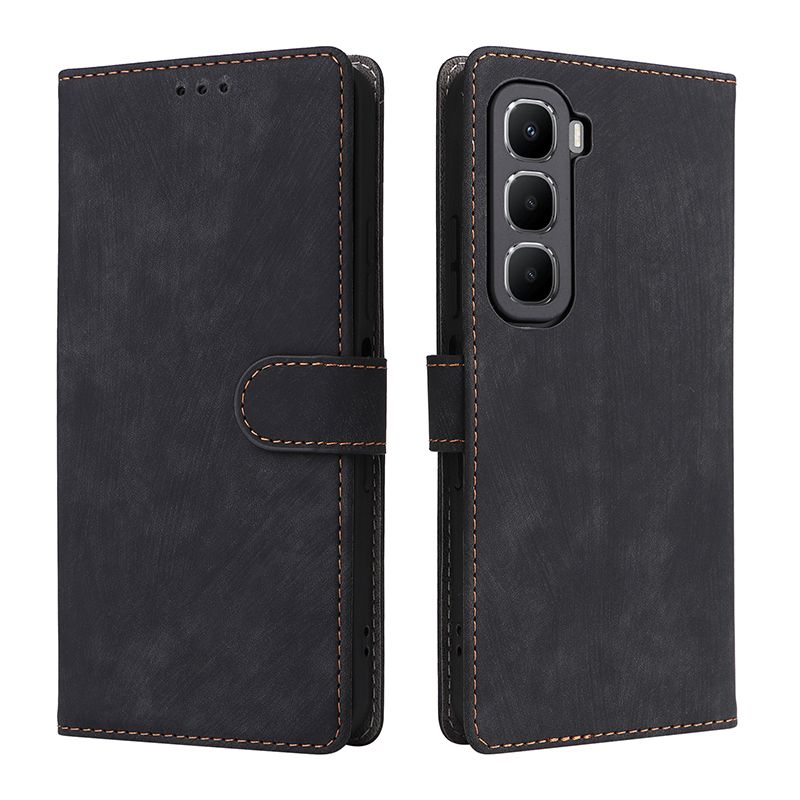 Flip Cover for Infinix Hot 60i PU Leather Phone Case Full-Body Protection Shockproof [RFID Blocking] Wallet Cover With Hand Strap