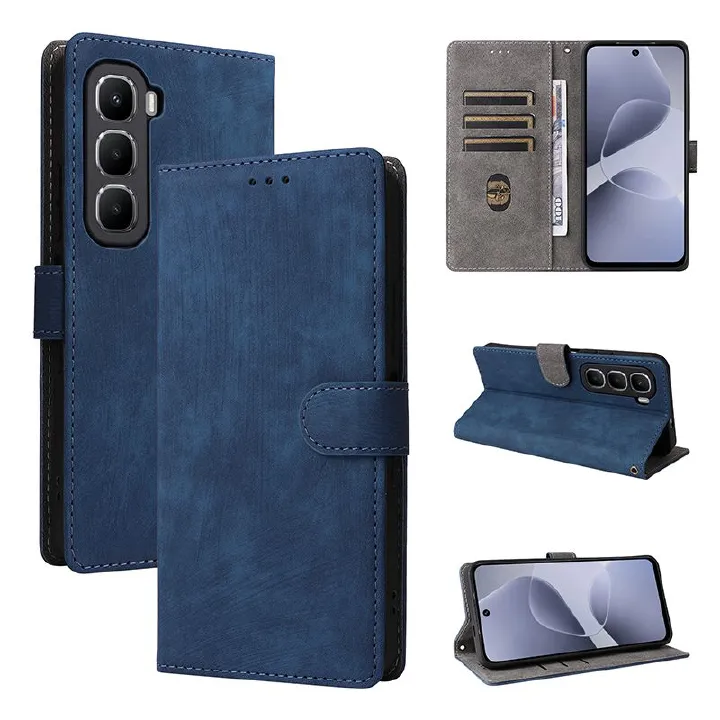 Flip Cover for Infinix Hot 60i PU Leather Phone Case Full-Body Protection Shockproof [RFID Blocking] Wallet Cover With Hand Strap