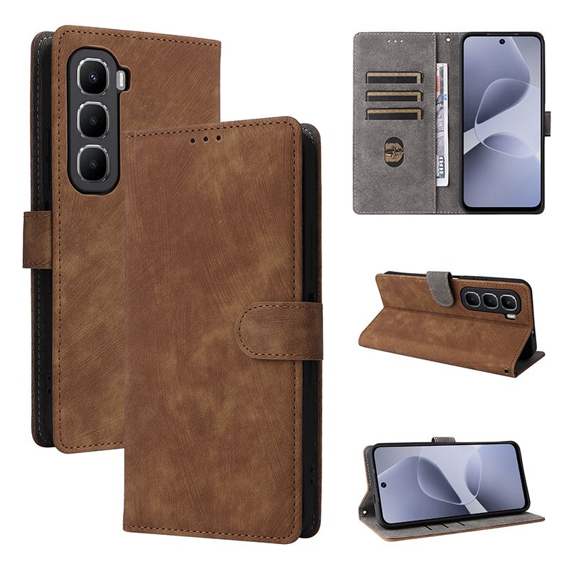 Flip Cover for Infinix Hot 60i PU Leather Phone Case Full-Body Protection Shockproof [RFID Blocking] Wallet Cover With Hand Strap