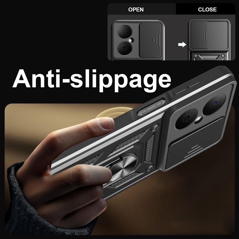 Luxury Slide Camera Lens Cover Case for Huawei Nova Y73 Vehicle Mounted Magnetic Kickstand Case