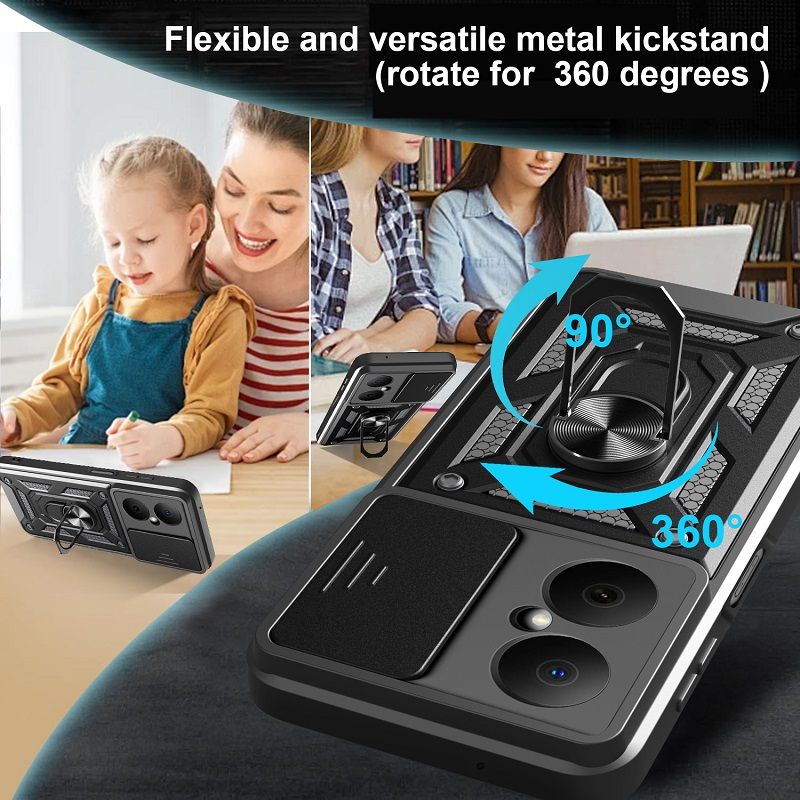 Luxury Slide Camera Lens Cover Case for Huawei Nova Y73 Vehicle Mounted Magnetic Kickstand Case