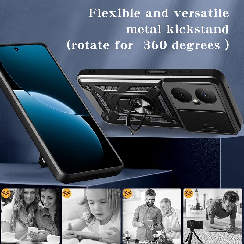 Luxury Slide Camera Lens Cover Case for Huawei Nova Y73 Vehicle Mounted Magnetic Kickstand Case