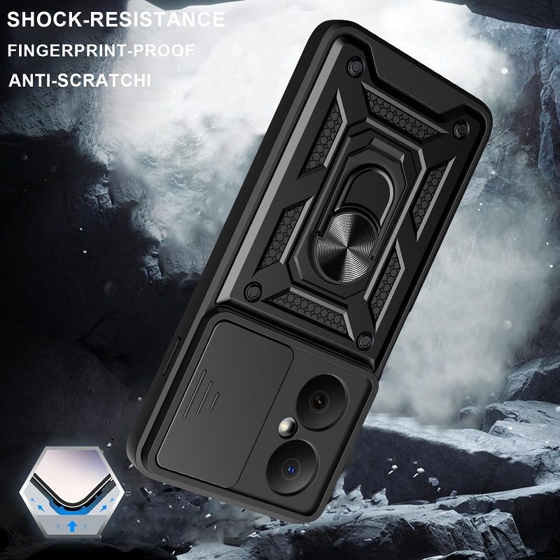 Luxury Slide Camera Lens Cover Case for Huawei Nova Y73 Vehicle Mounted Magnetic Kickstand Case