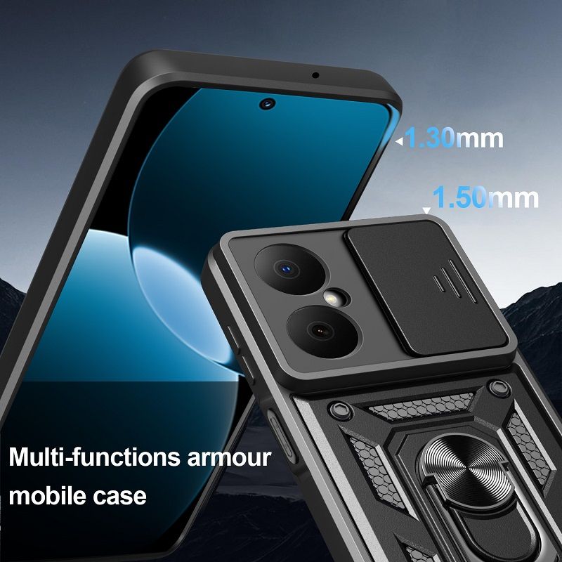Luxury Slide Camera Lens Cover Case for Huawei Nova Y73 Vehicle Mounted Magnetic Kickstand Case