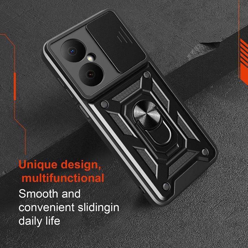 Luxury Slide Camera Lens Cover Case for Huawei Nova Y73 Vehicle Mounted Magnetic Kickstand Case