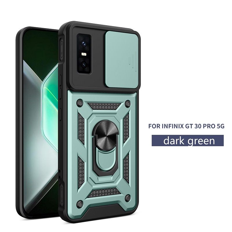 Luxury Slide Camera Lens Cover Case for Infinix GT 30 Pro Vehicle Mounted Magnetic Kickstand Case