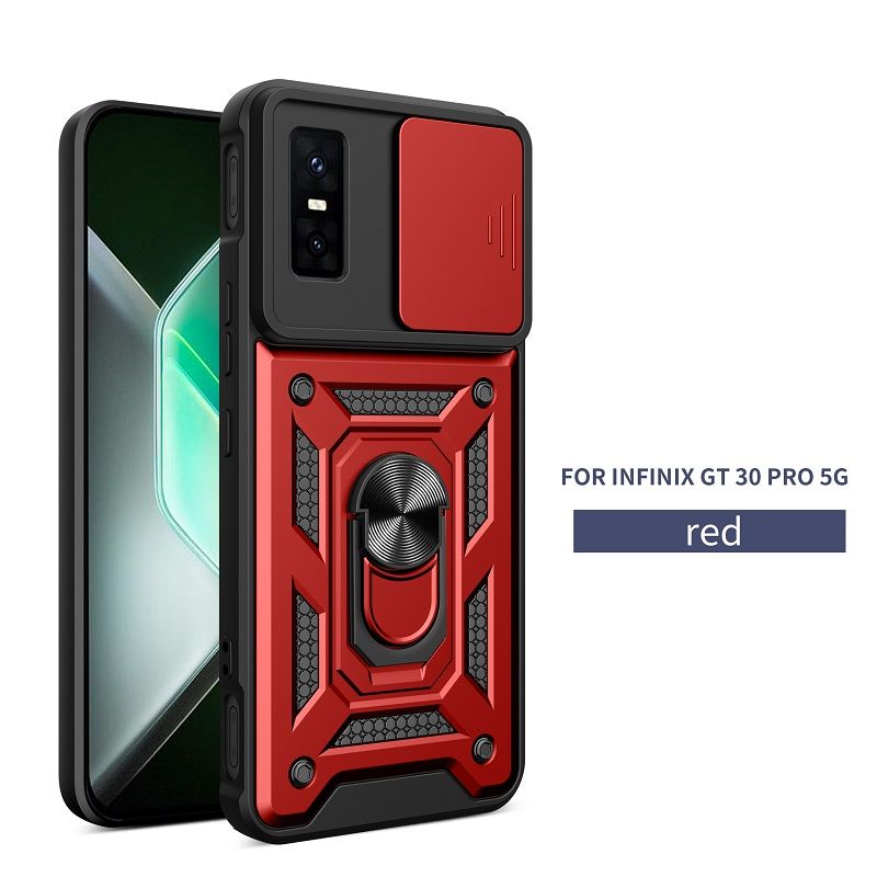 Luxury Slide Camera Lens Cover Case for Infinix GT 30 Pro Vehicle Mounted Magnetic Kickstand Case