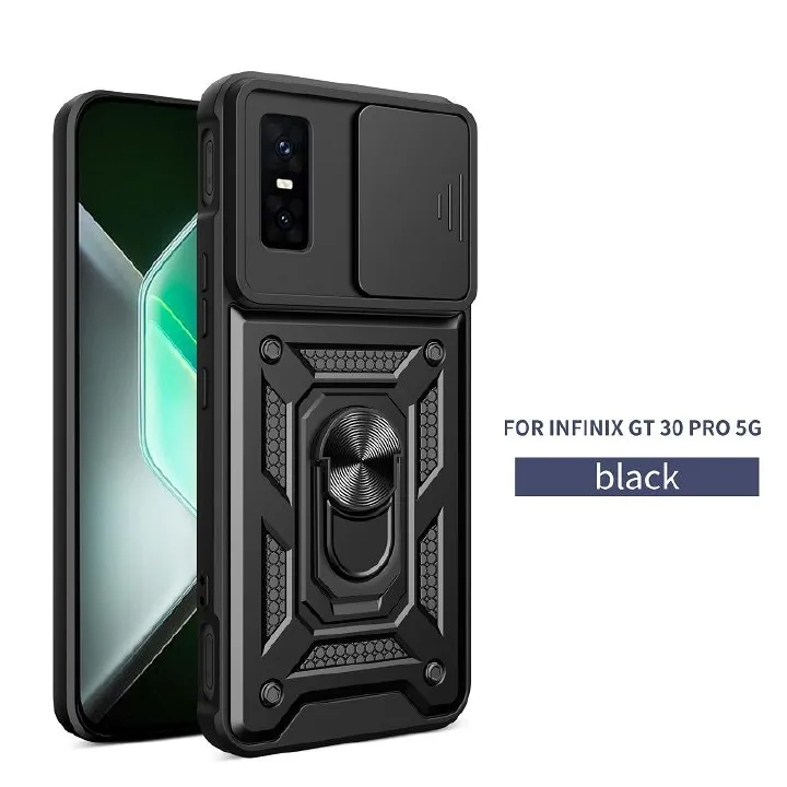 Luxury Slide Camera Lens Cover Case for Infinix GT 30 Pro Vehicle Mounted Magnetic Kickstand Case