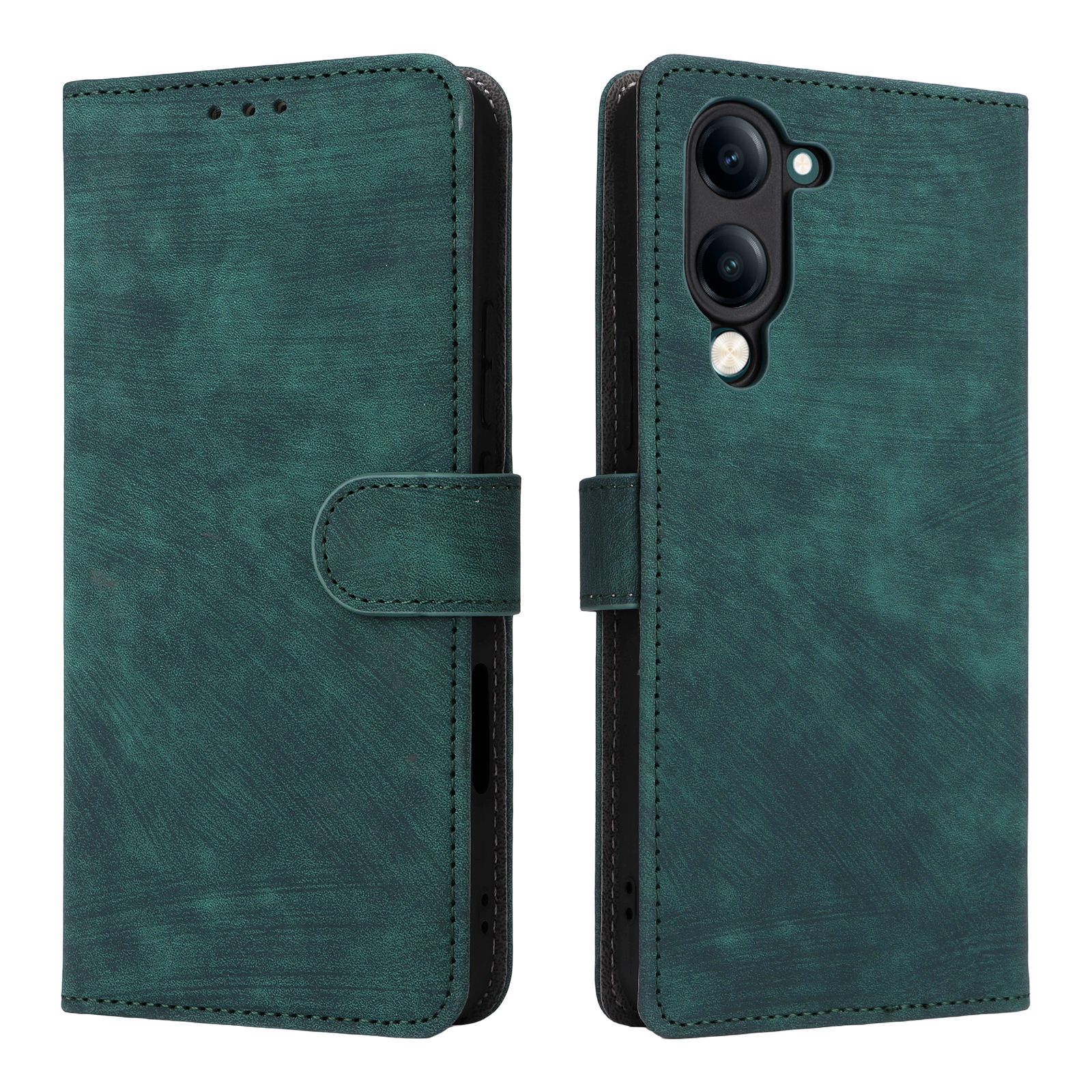 Flip Cover for Vivo Y04 4G PU Leather Phone Case Full-Body Protection Shockproof [RFID Blocking] Wallet Cover With Hand Strap