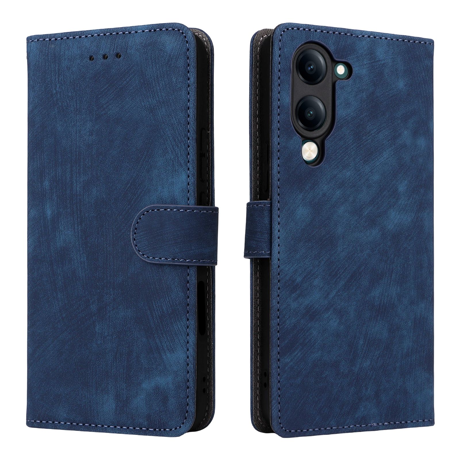 Flip Cover for Vivo Y04 4G PU Leather Phone Case Full-Body Protection Shockproof [RFID Blocking] Wallet Cover With Hand Strap