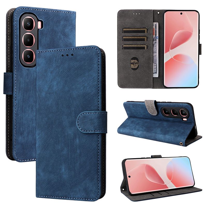 Flip Cover for Infinix HOT 60 Pro Plus 6.78'' PU Leather Phone Case Full-Body Protection Shockproof [RFID Blocking] Wallet Cover With Hand Strap