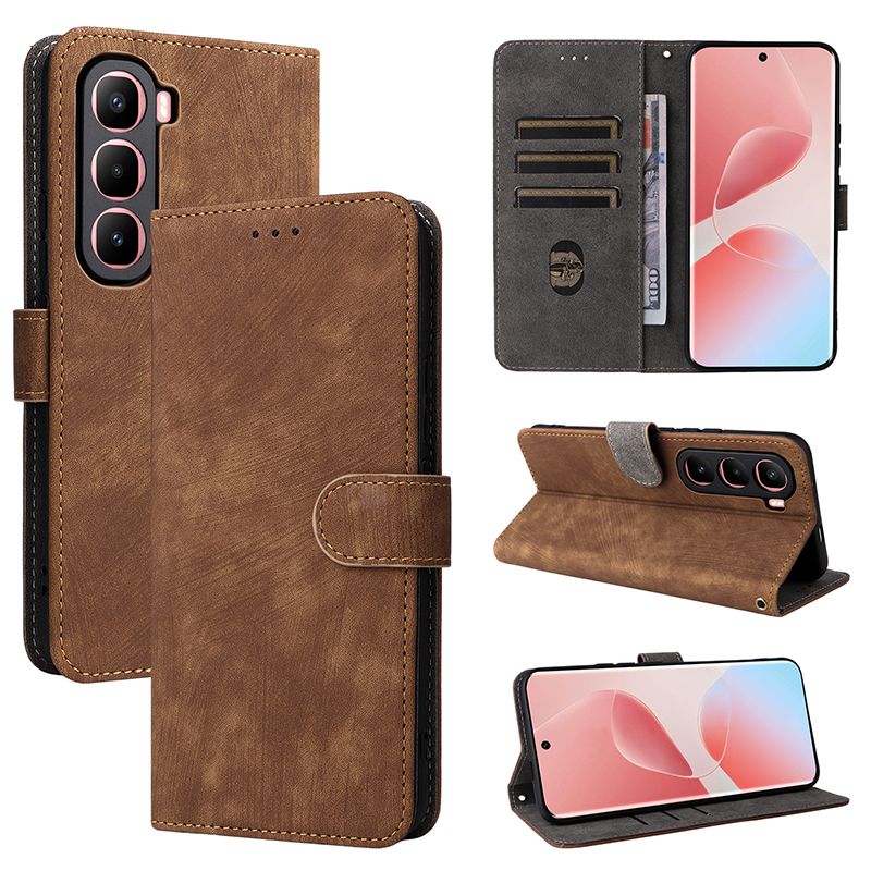 Flip Cover for Infinix HOT 60 Pro Plus 6.78'' PU Leather Phone Case Full-Body Protection Shockproof [RFID Blocking] Wallet Cover With Hand Strap