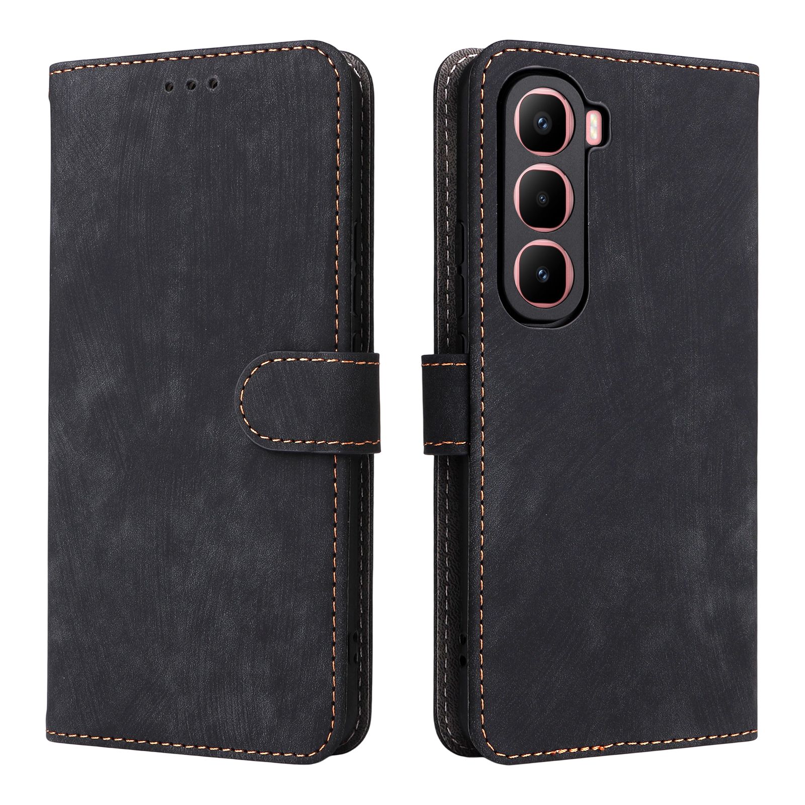 Flip Cover for Infinix HOT 60 Pro Plus 6.78'' PU Leather Phone Case Full-Body Protection Shockproof [RFID Blocking] Wallet Cover With Hand Strap