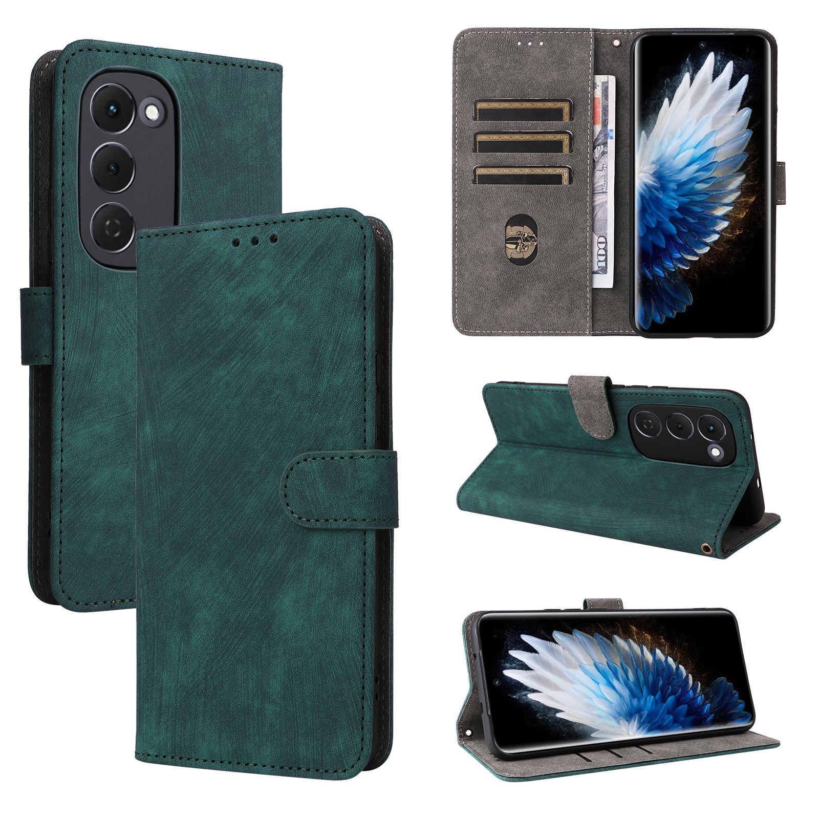Flip Cover for Tecno Spark 40 Pro Plus PU Leather Phone Case Full-Body Protection Shockproof [RFID Blocking] Wallet Cover With Hand Strap