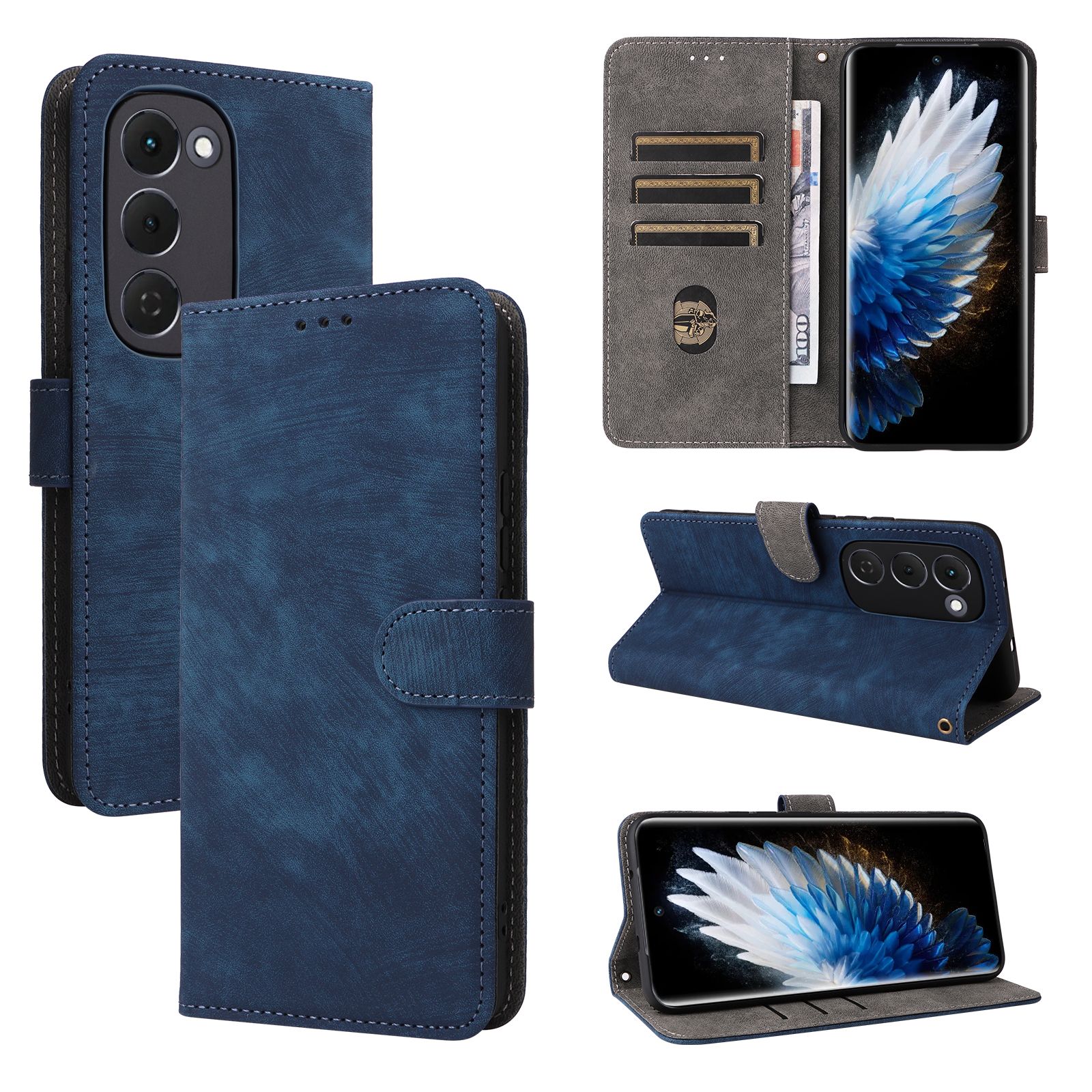 Flip Cover for Tecno Spark 40 Pro Plus PU Leather Phone Case Full-Body Protection Shockproof [RFID Blocking] Wallet Cover With Hand Strap