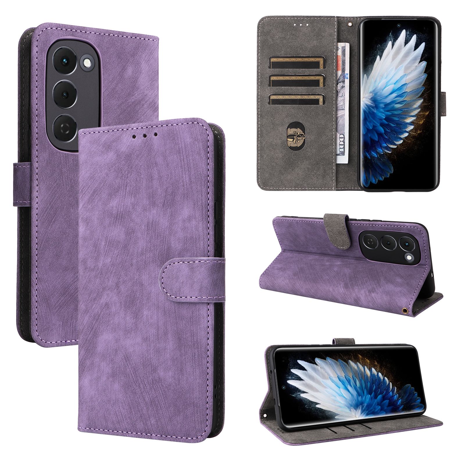 Flip Cover for Tecno Spark 40 Pro Plus PU Leather Phone Case Full-Body Protection Shockproof [RFID Blocking] Wallet Cover With Hand Strap