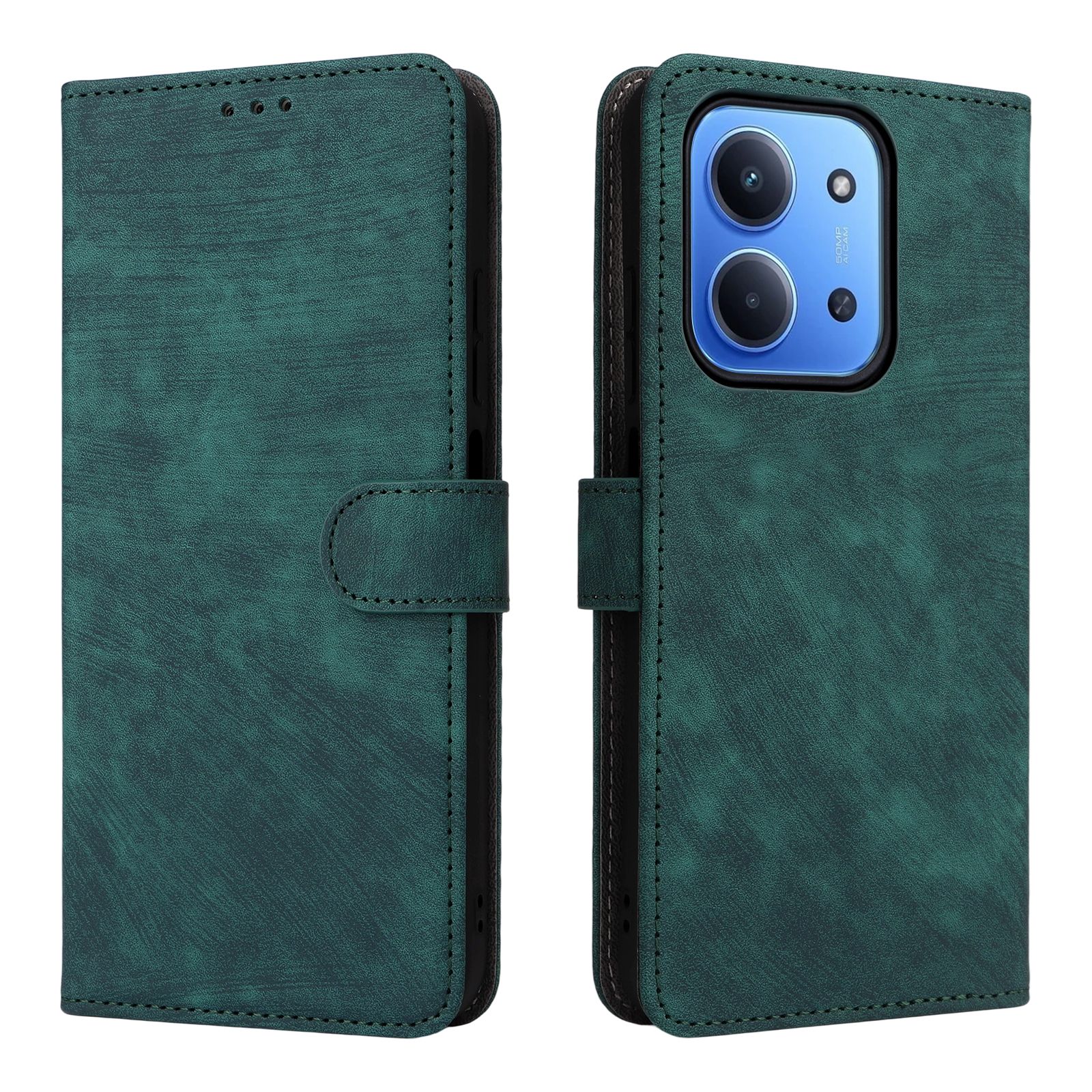 Flip Cover for Xiaomi Redmi 15C, 6.9'' PU Leather Phone Case Full-Body Protection Shockproof [RFID Blocking] Wallet Cover With Hand Strap