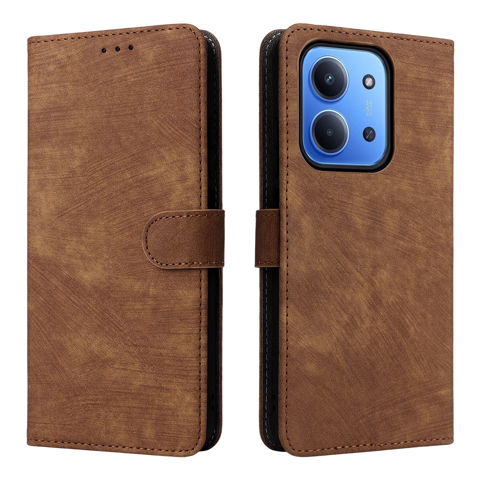 Flip Cover for Xiaomi Redmi 15C, 6.9'' PU Leather Phone Case Full-Body Protection Shockproof [RFID Blocking] Wallet Cover With Hand Strap