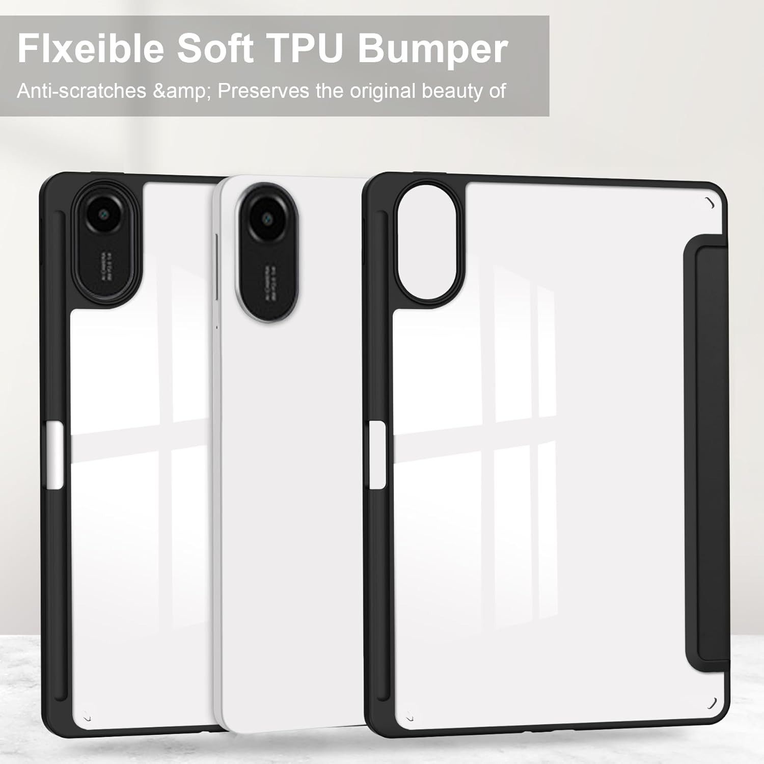 Tablet Case for Redmi Pad 2 11 inch 2025 Clear Transparent Hard PC Back, Protective Tri-Fold Stand Slim Tablet Cover