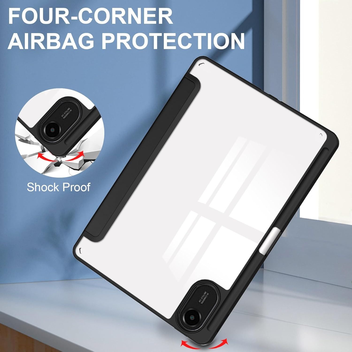 Tablet Case for Redmi Pad 2 11 inch 2025 Clear Transparent Hard PC Back, Protective Tri-Fold Stand Slim Tablet Cover