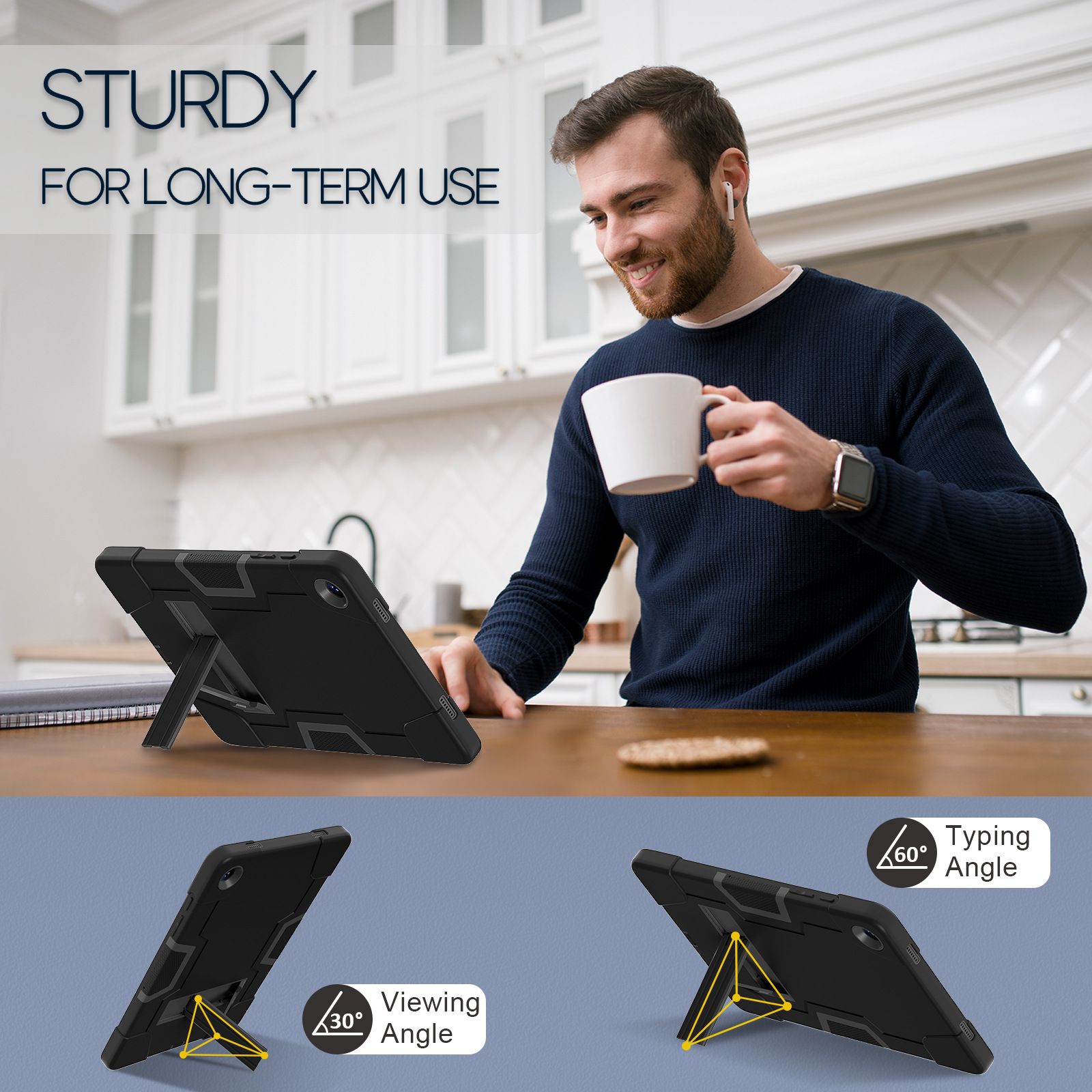 Heavy Duty Silicone Shockproof Design Cover With Kickstand forSamsung Galaxy Tab A9 Plus,Tab A8 10.5'',Tab S6 Lite,S10 FE 10.9 2025/S9 11/S9 FE 10.9