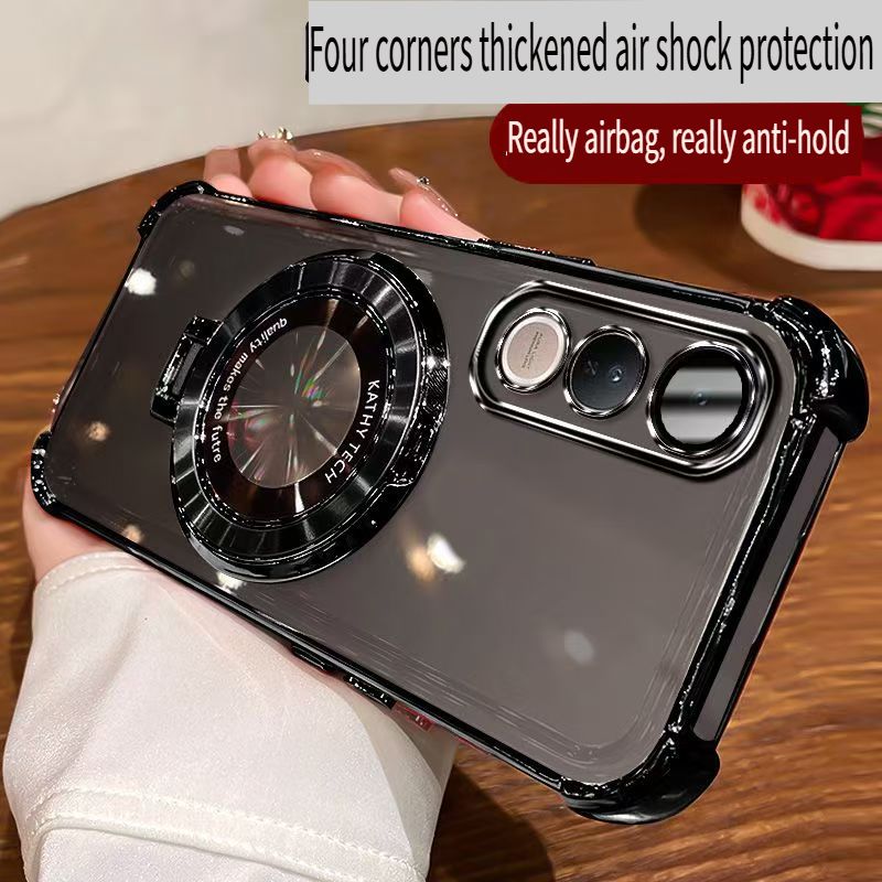 Transparent Soft Case Cover for Vivo V50 Lite (With Lens Film Phone Case) Magnetic Bracket Anti Drop Soft Phone Case