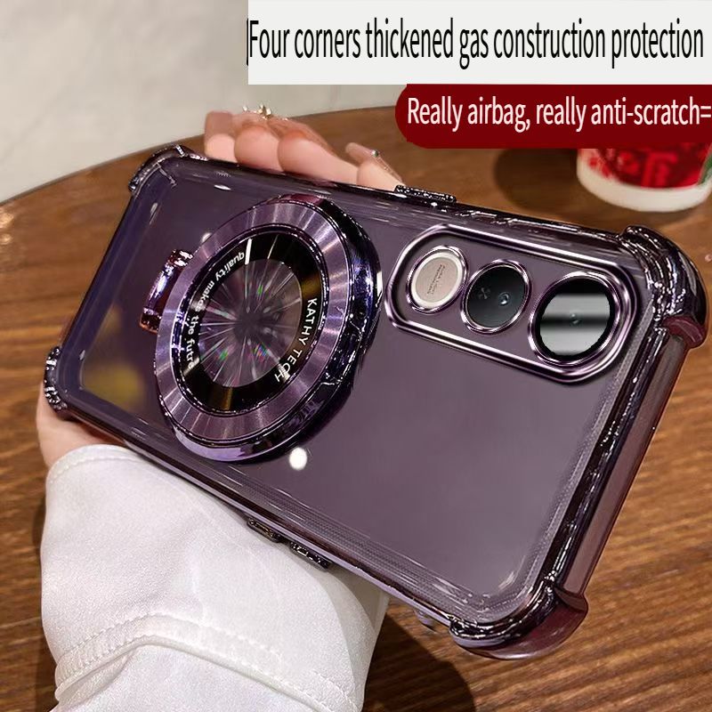 Transparent Soft Case Cover for Vivo V50 Lite (With Lens Film Phone Case) Magnetic Bracket Anti Drop Soft Phone Case