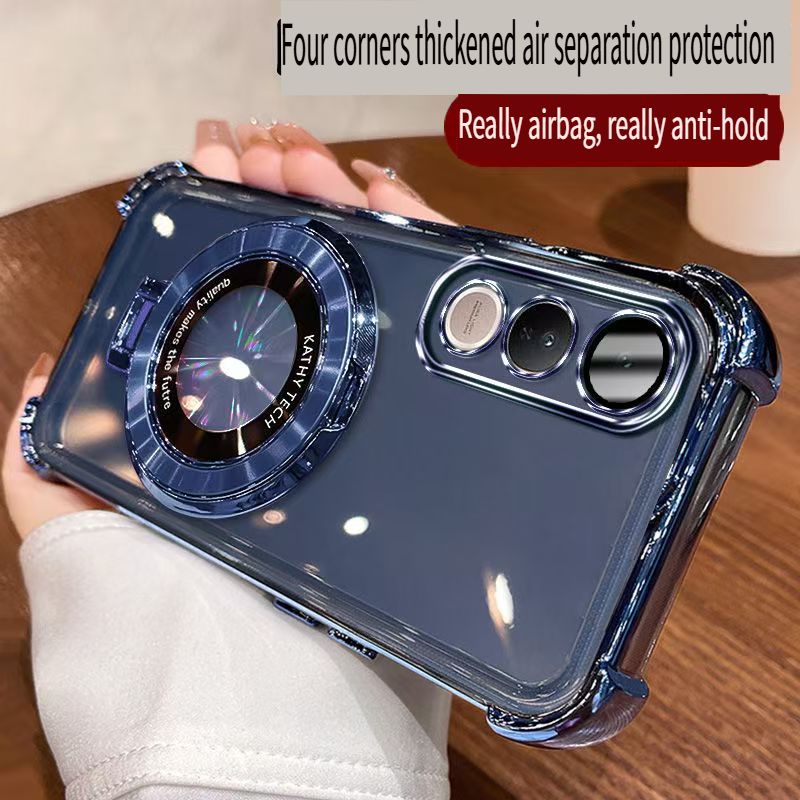 Transparent Soft Case Cover for Vivo V50 Lite (With Lens Film Phone Case) Magnetic Bracket Anti Drop Soft Phone Case
