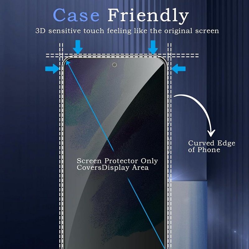 [2-Pack] Privacy Screen Protector for Samsung galaxy S24 Anti-Spy Tempered Glass Film 9H Hardness, Upgrade Edge Protection, Easy Installation, Bubble Free