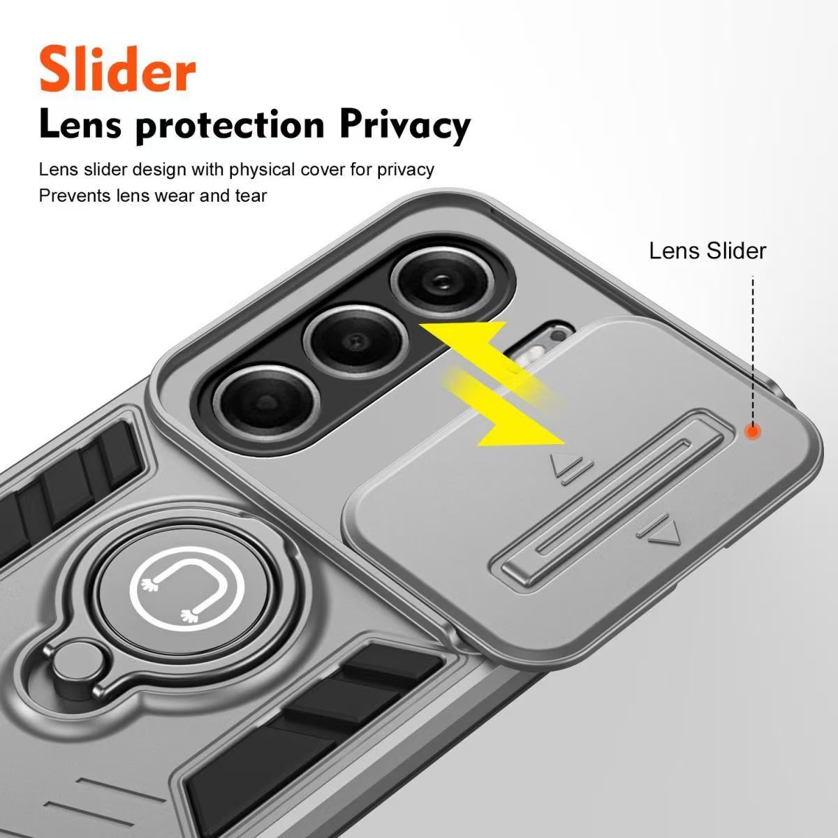Luxury Slide Camera Lens Cover for Tecno Camon 40 Pro 4G Vehicle-Mounted Magnetic Kickstand Case